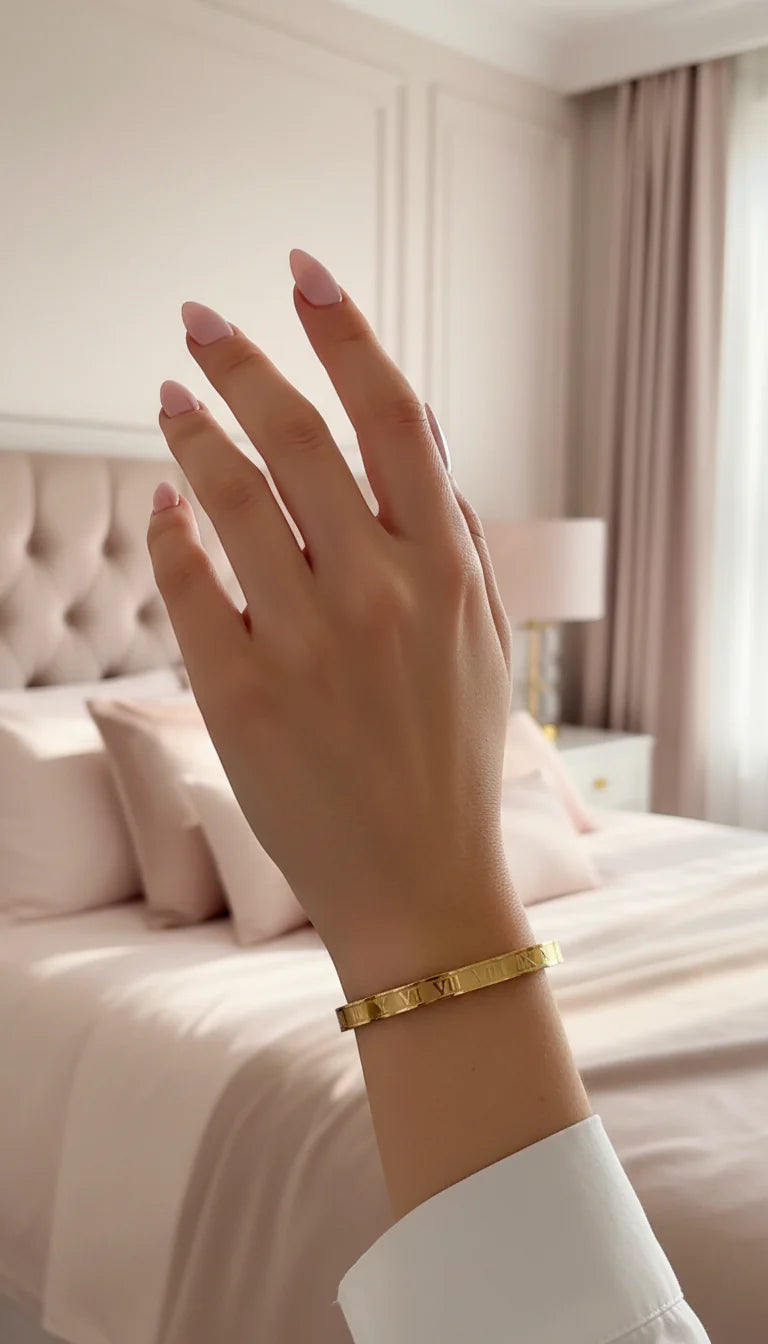 Waterproof Roman Numeral Stainless Steel Stacking Bangle