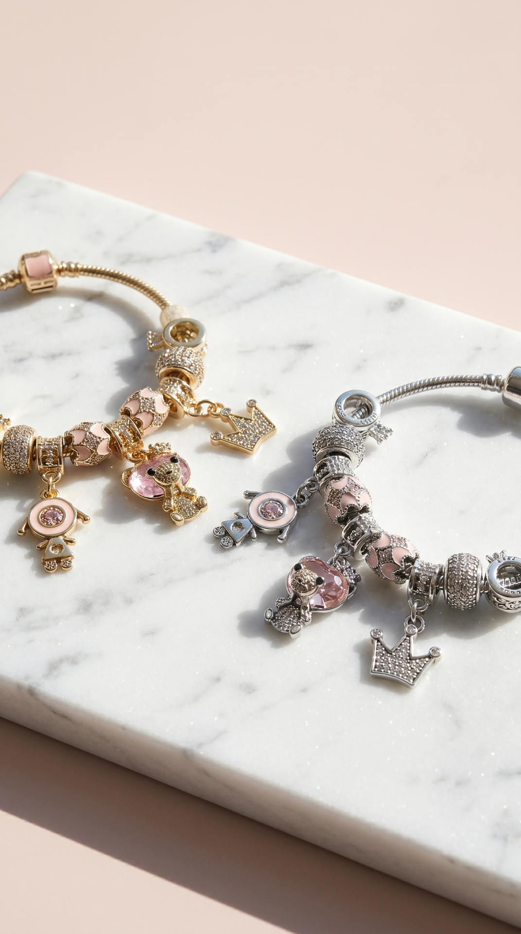 Teddy Crystal Charm Beaded Bracelet