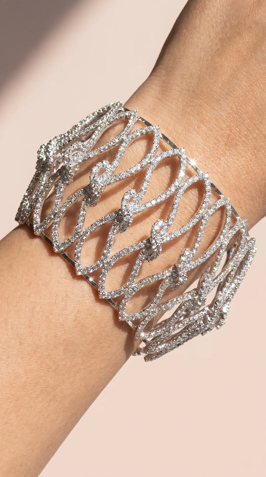 Statement Lattice Crystal Cuff