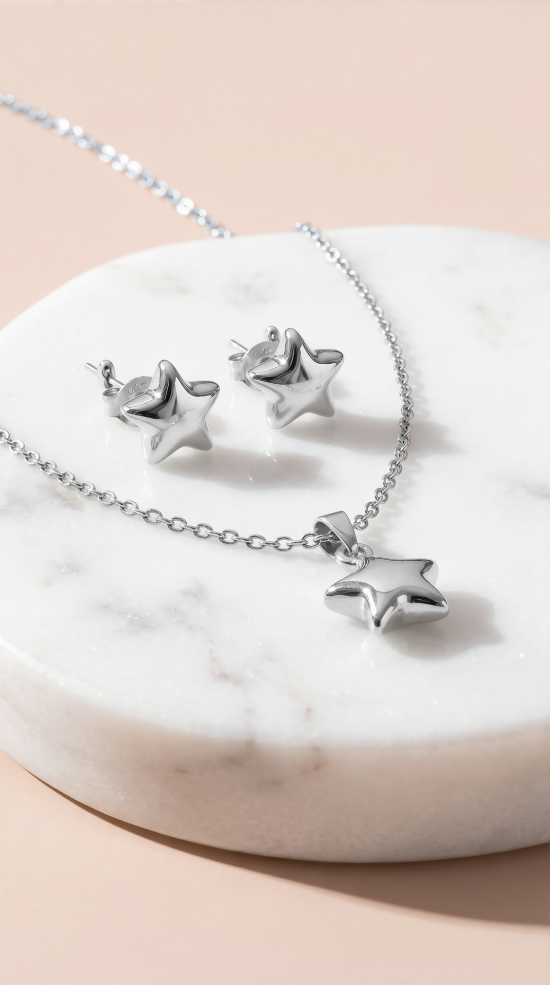 Star Gold Plated Pendant Necklace & Earring Set