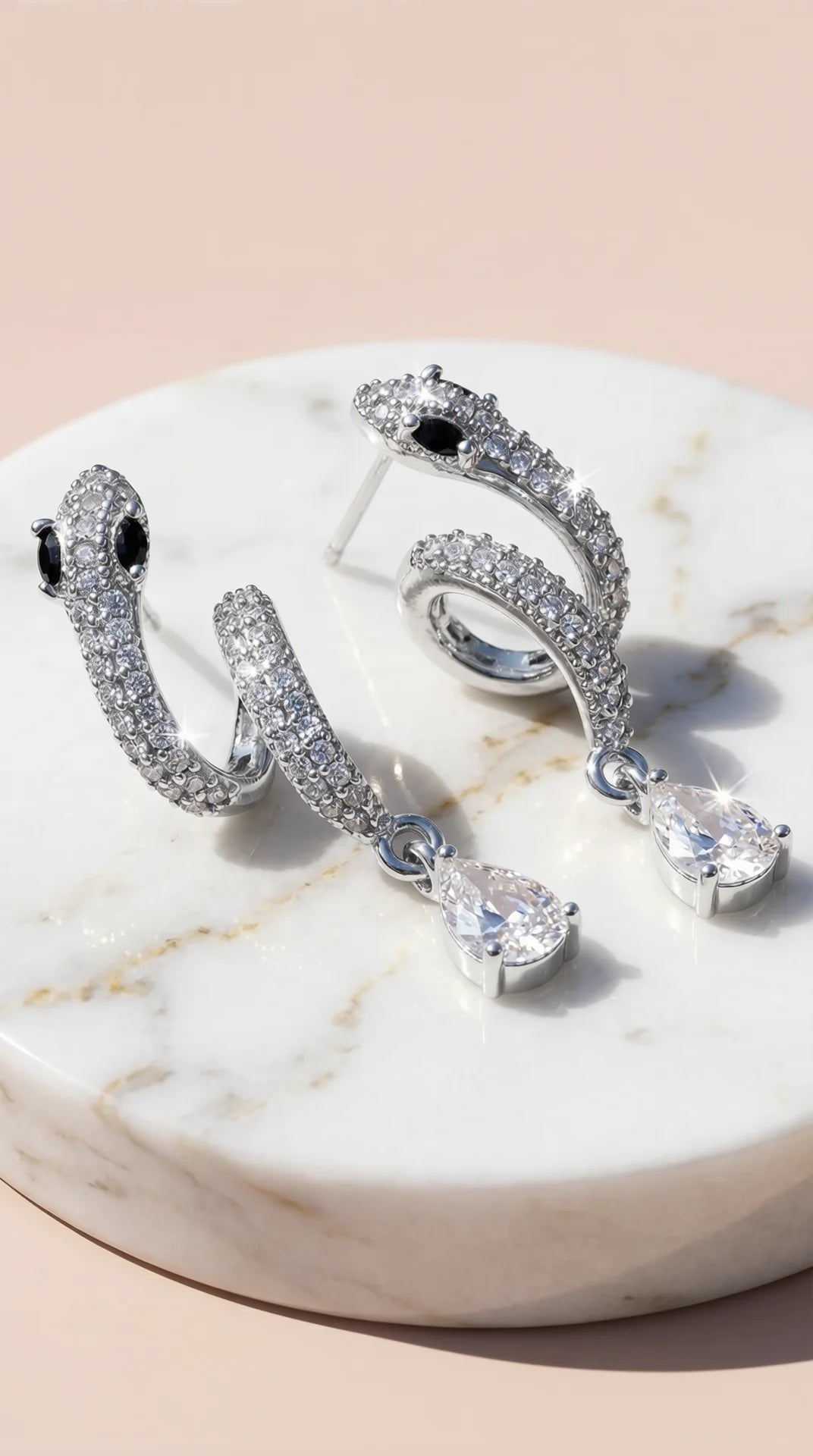 Snake Teardrop Gold Plated Earrings