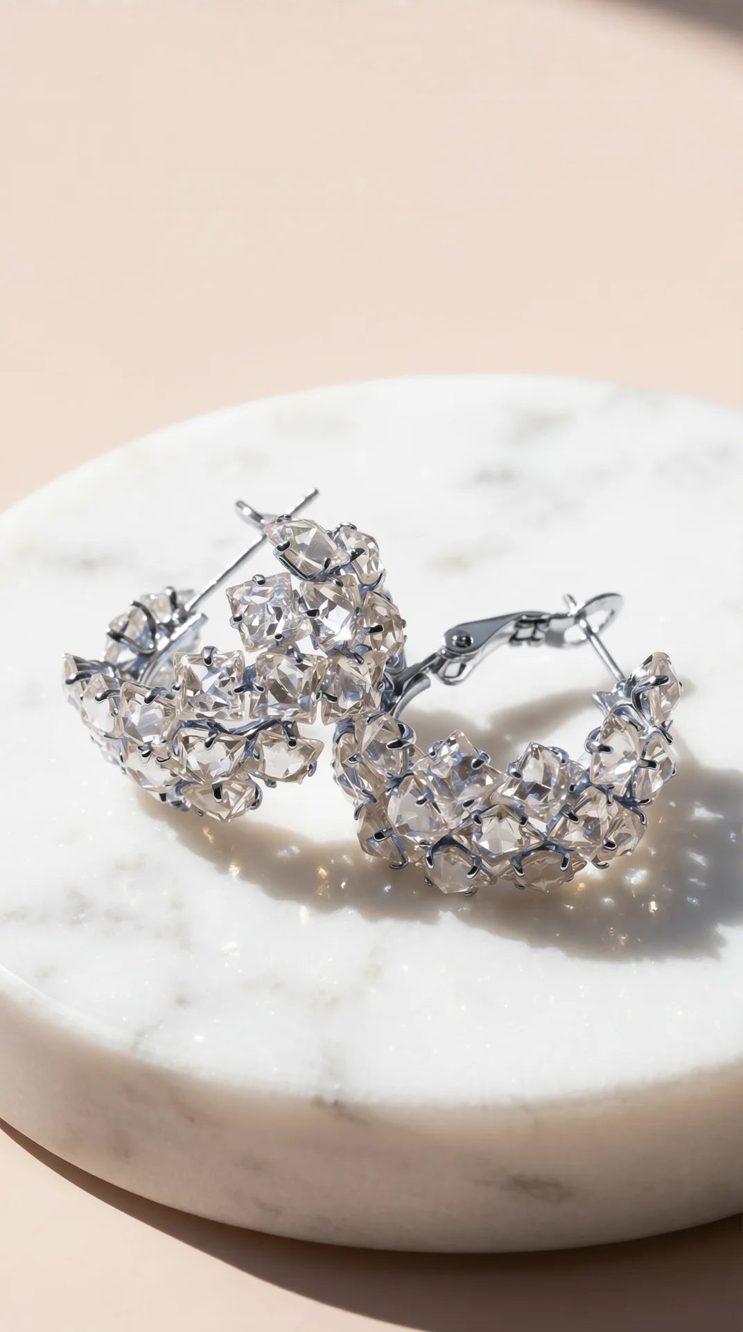 Crystal Round Huggie Hoop Earrings