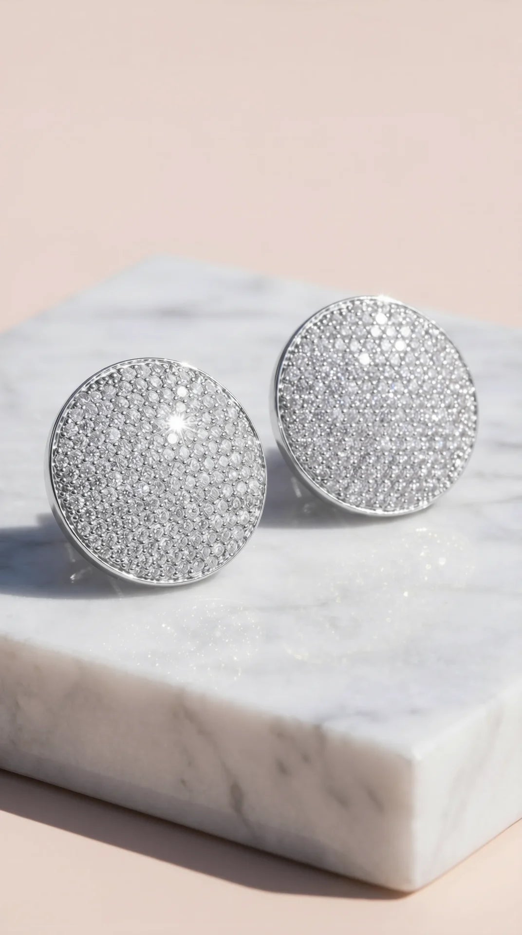 Curved Round Pavé Crystal Stud Earrings