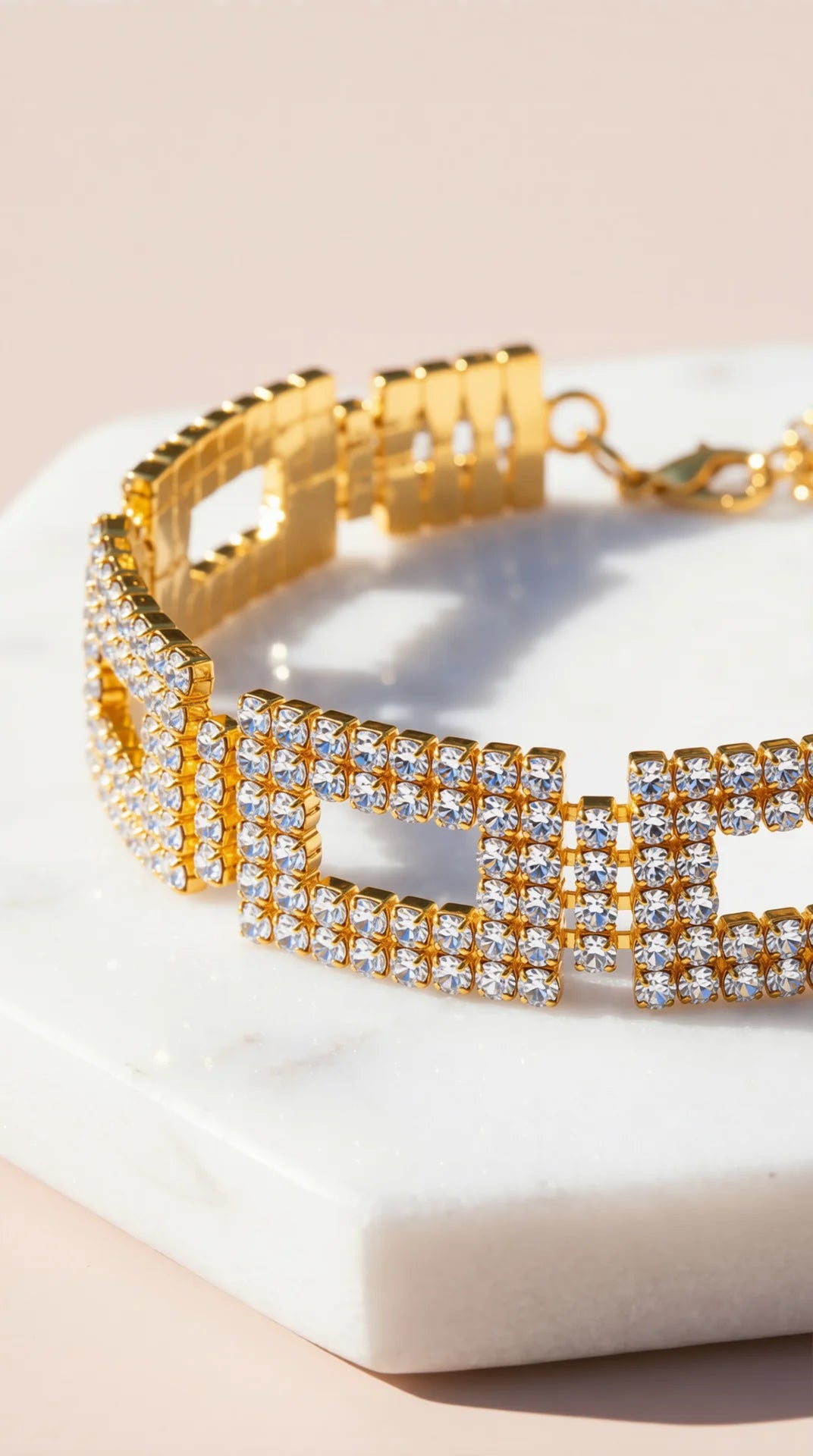Square Link Crystal Tennis Bracelet