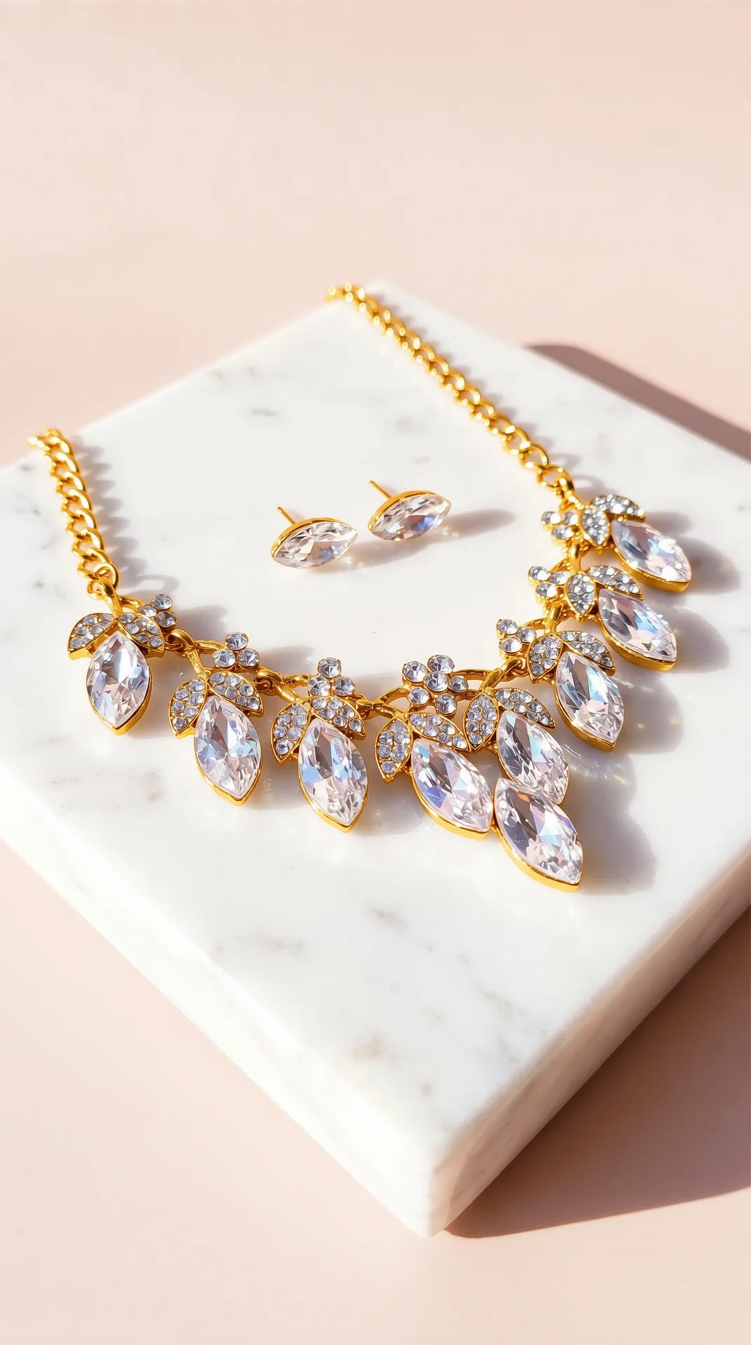 Teardrop Crystal Necklace & Earrings Set