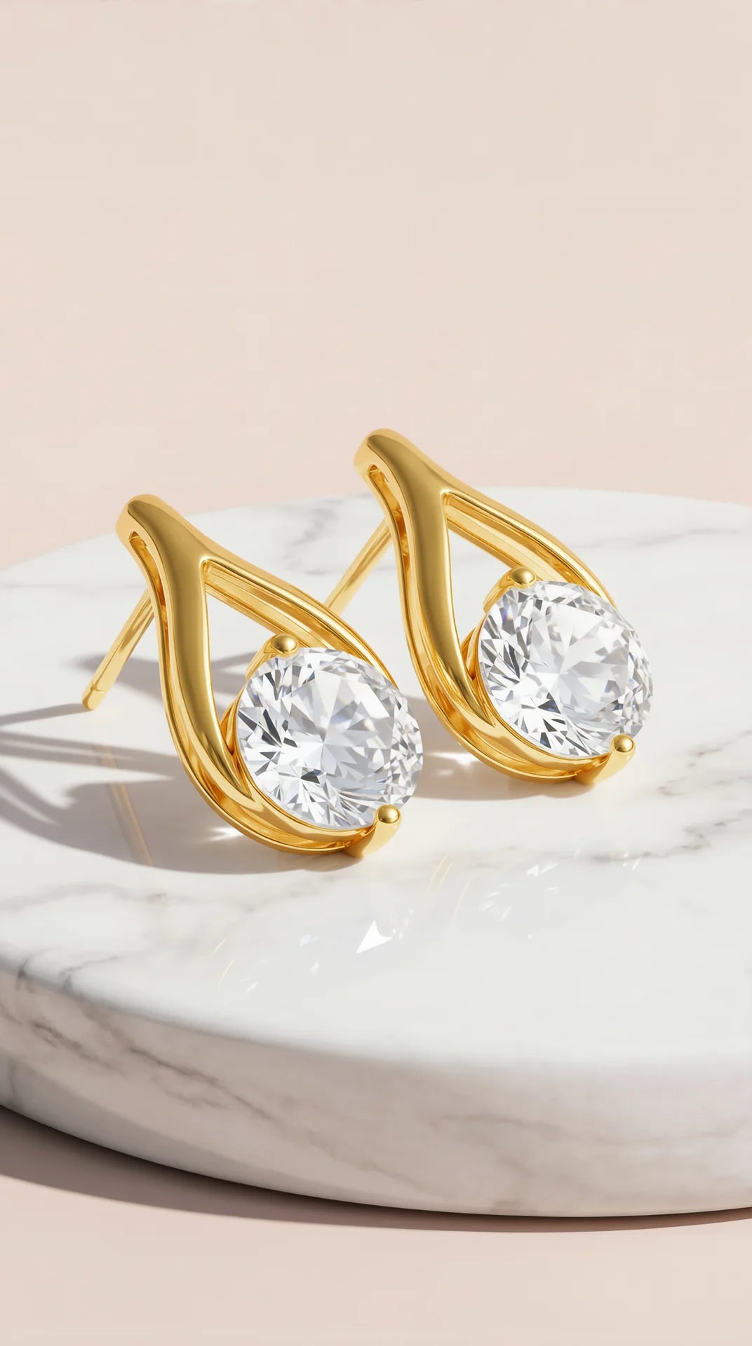 Round Cut Hollow Crystal Stud Earrings