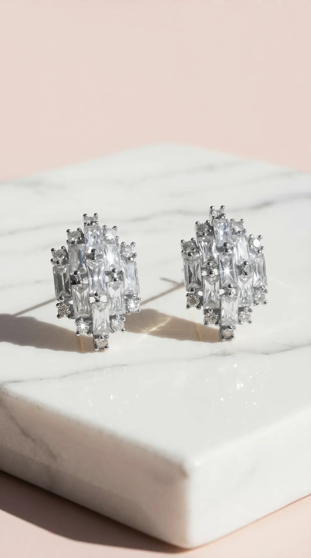 Curved Baguette Cut Crystal Stud Earrings