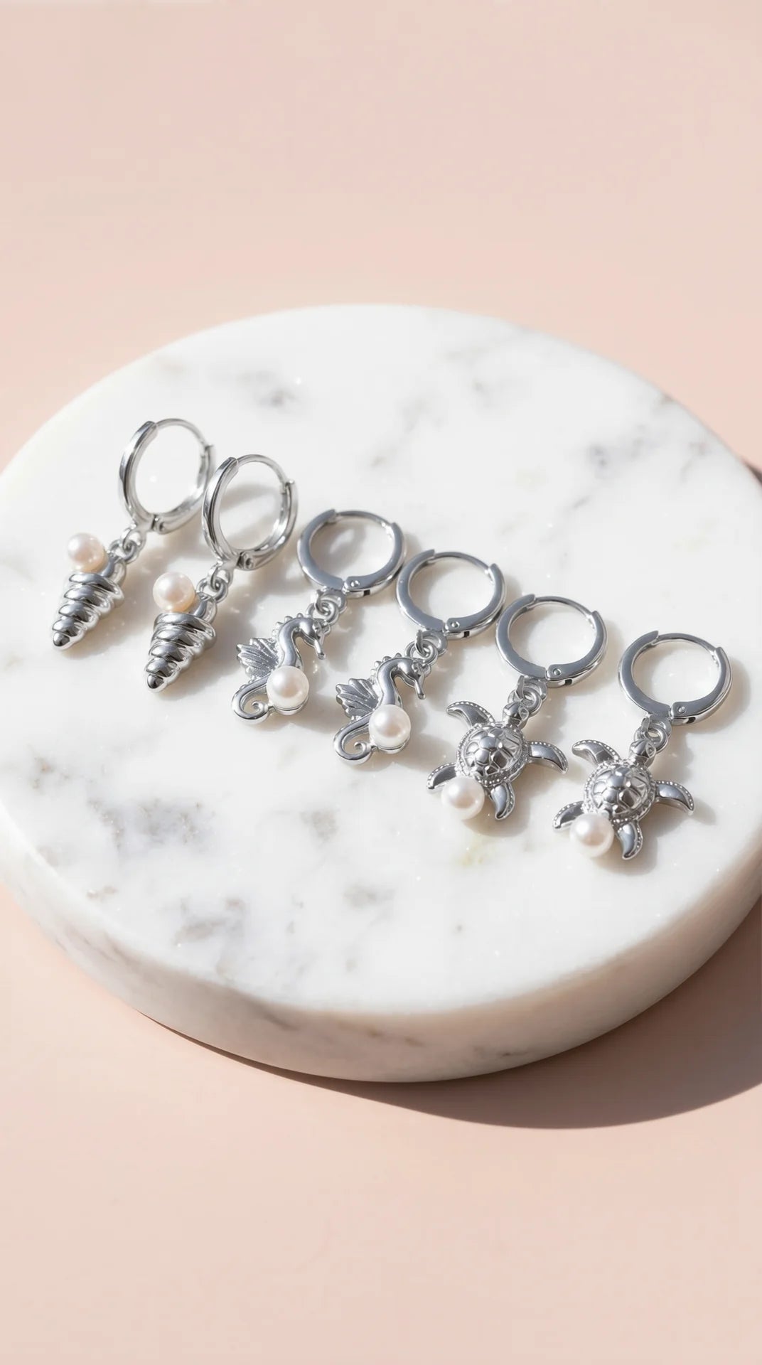 6 Pieces Crystal Seahorse Gold Plated Huggie Hoop Earrings