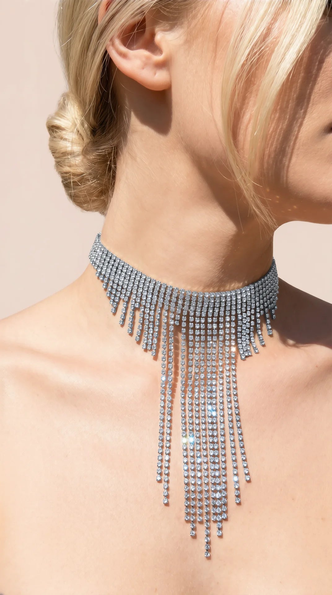 Statement Tassel Crystal Choker Necklace