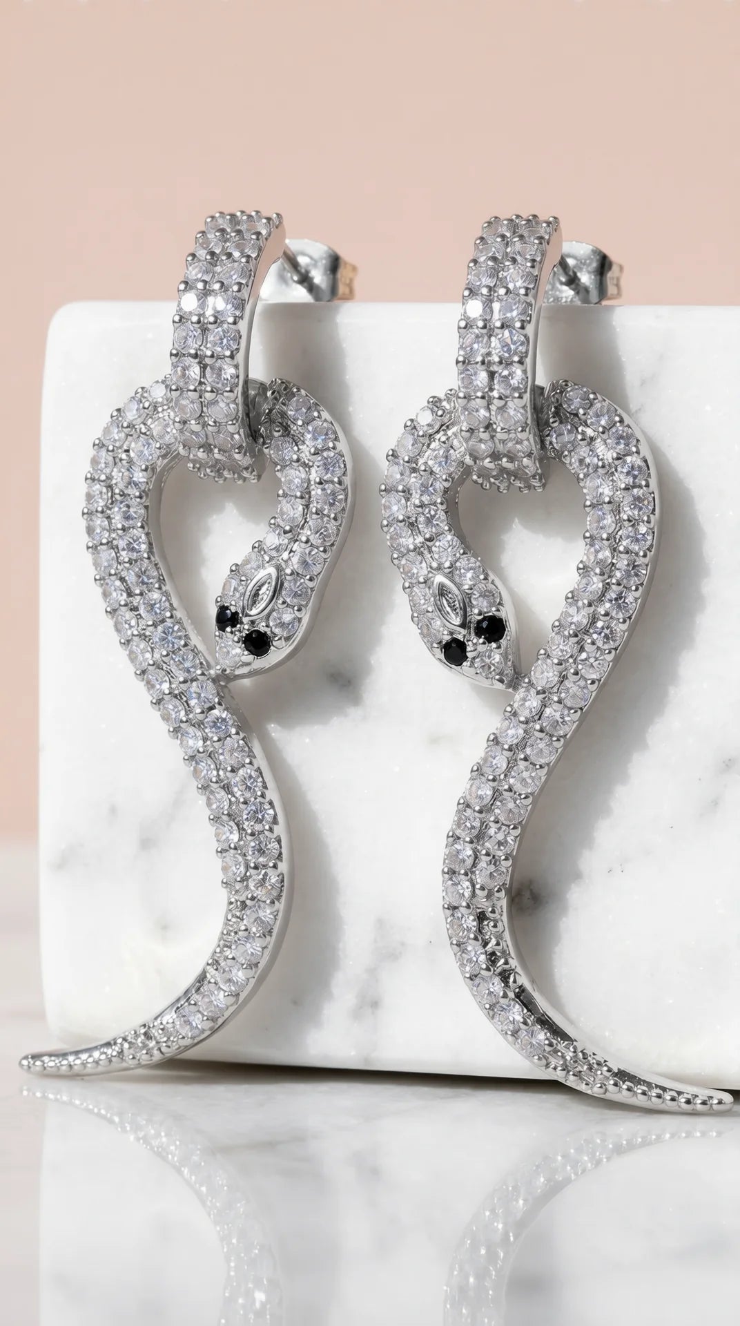 Pavé Crystal Snake Drop & Dangle Earrings