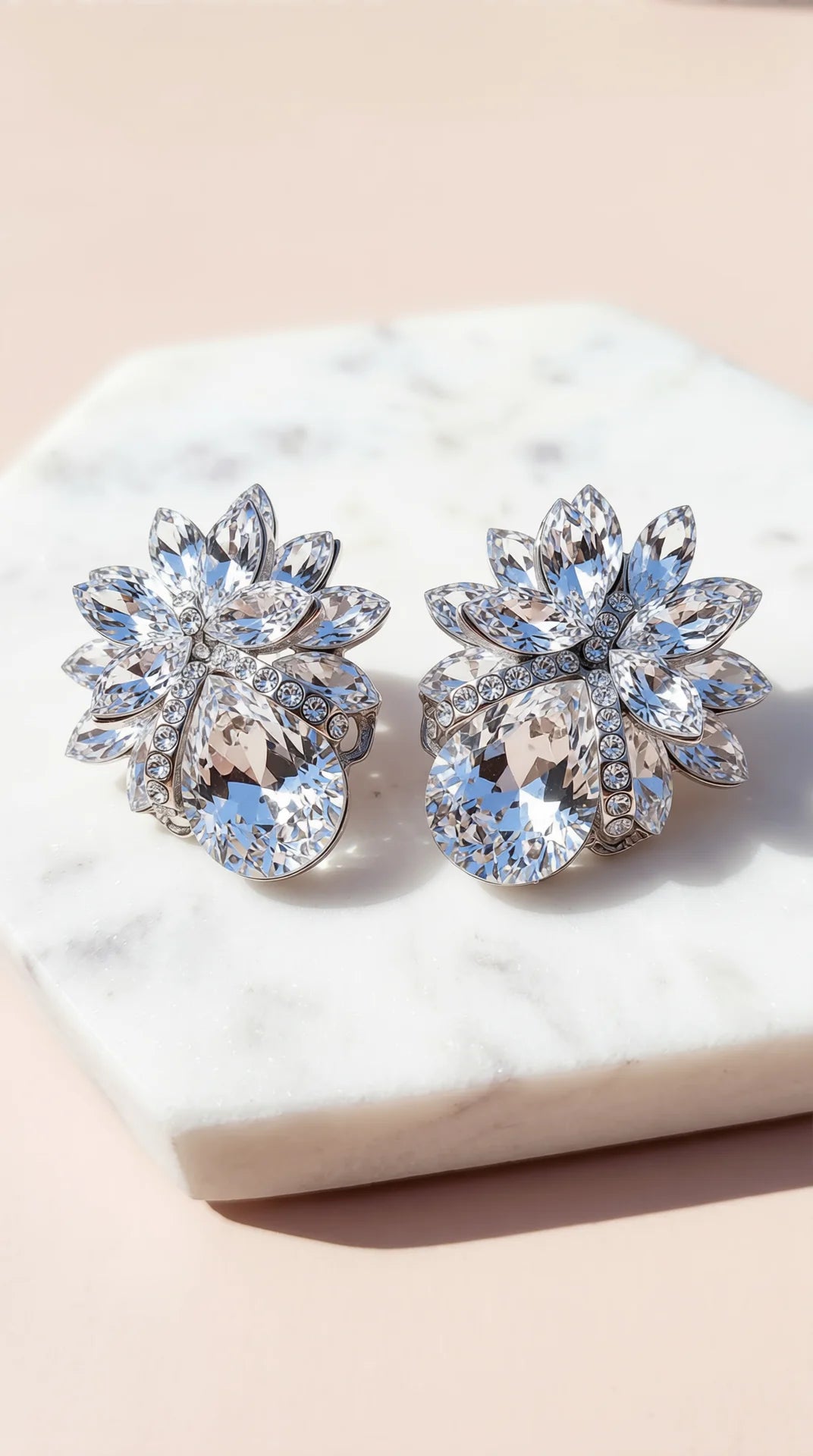 Teardrop Statement Crystal Stud Earrings