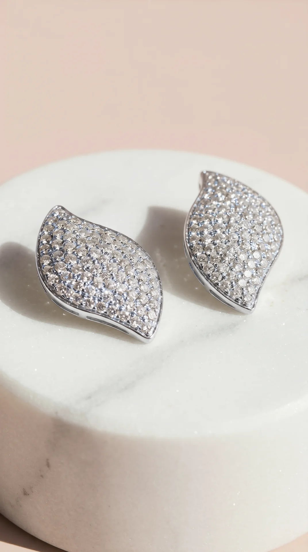 Curved Micro Crystal Stud Earrings