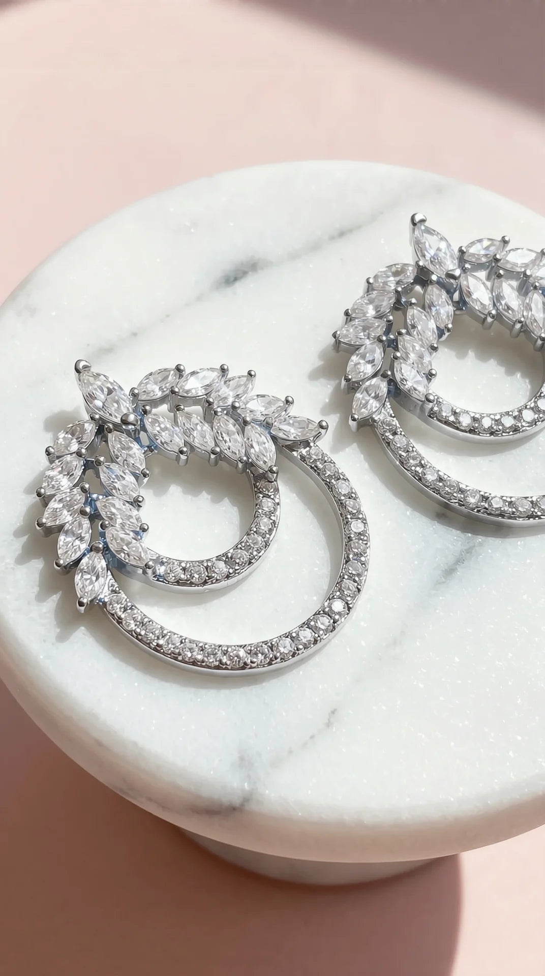 Layered Circular Crystal Stud Earrings