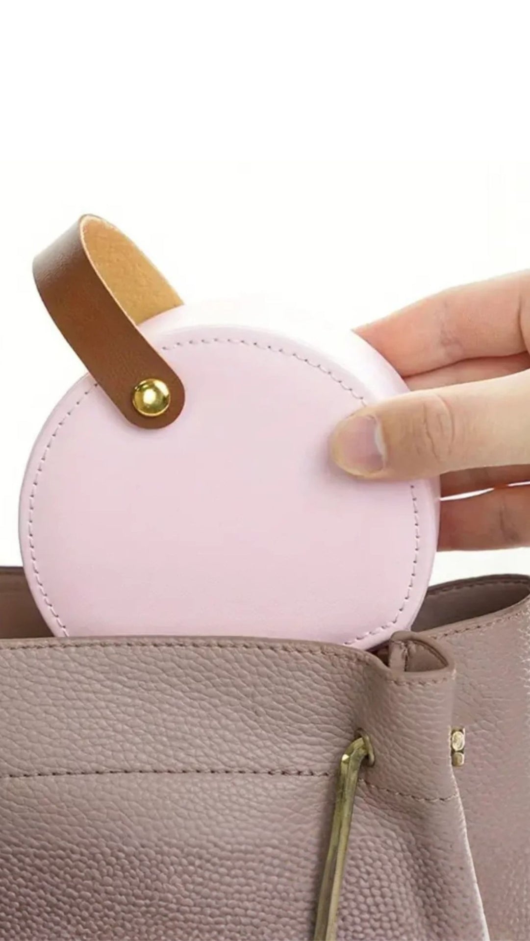 Mini Circular Travel Jewellery Case Compact Jewellery Storage Box
