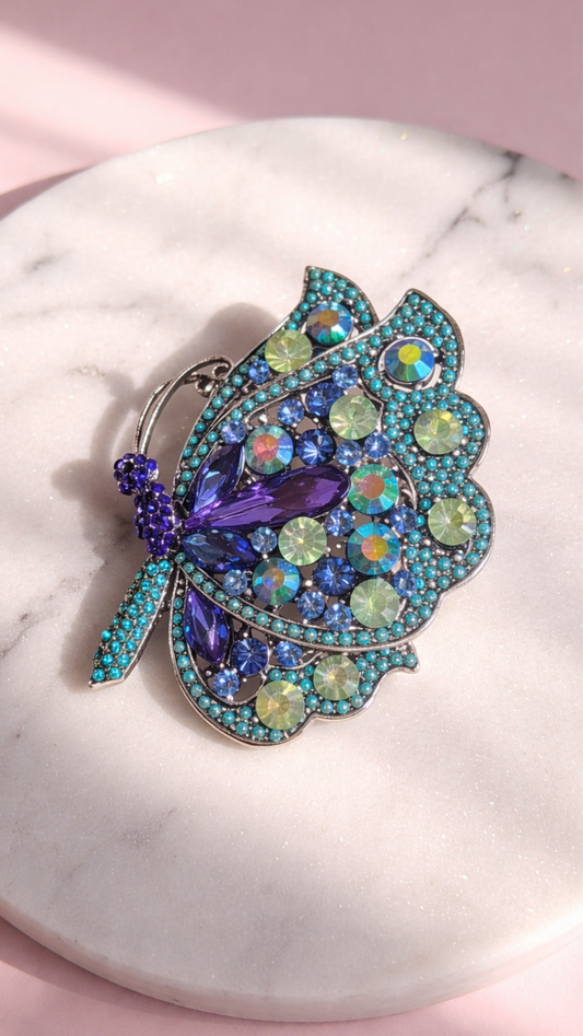 Crystal Butterfly Jewelled Statement Brooch Pin