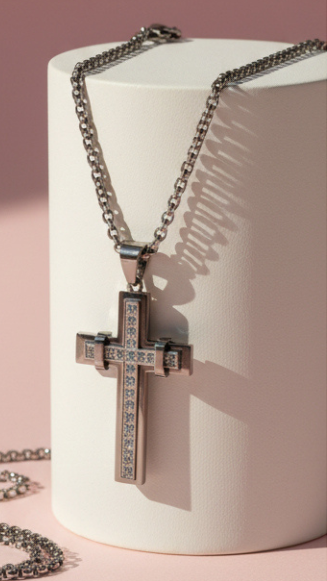 Waterproof Stainless Steel Silver Cross Symbolic Necklace