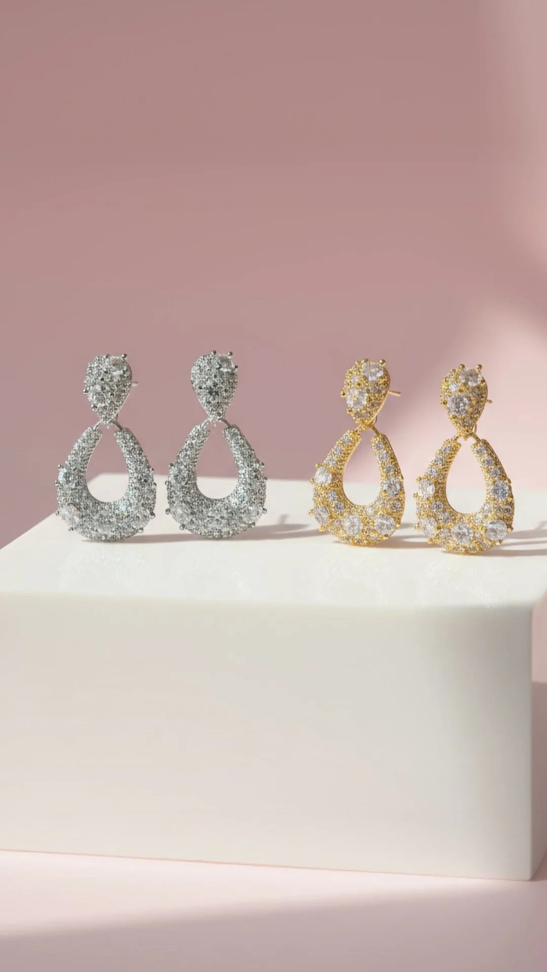 Tear Drop Statement Crystal Drop & Dangle Earrings