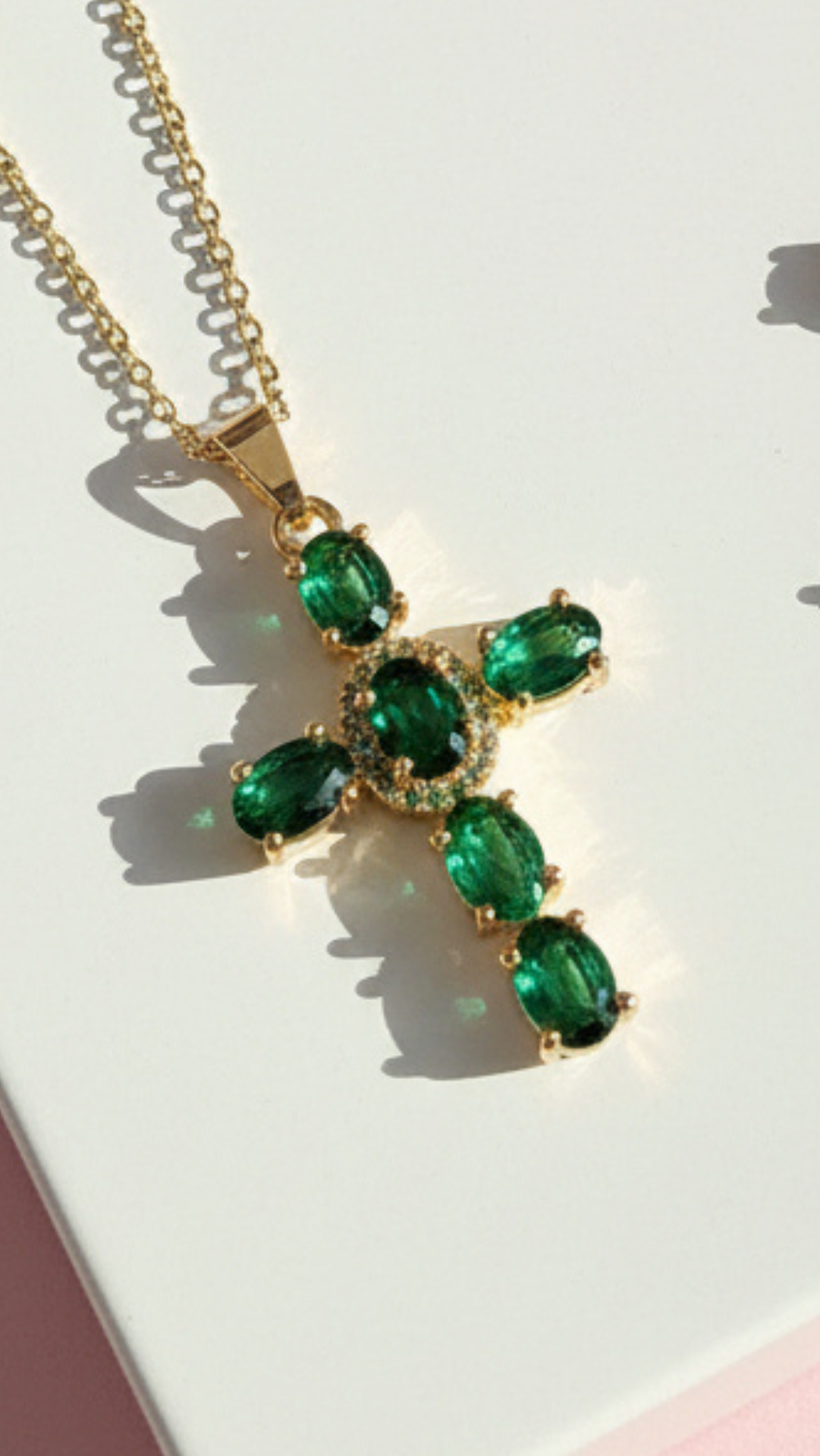 Waterproof Crystal Cross Stainless Steel Necklace Pendant