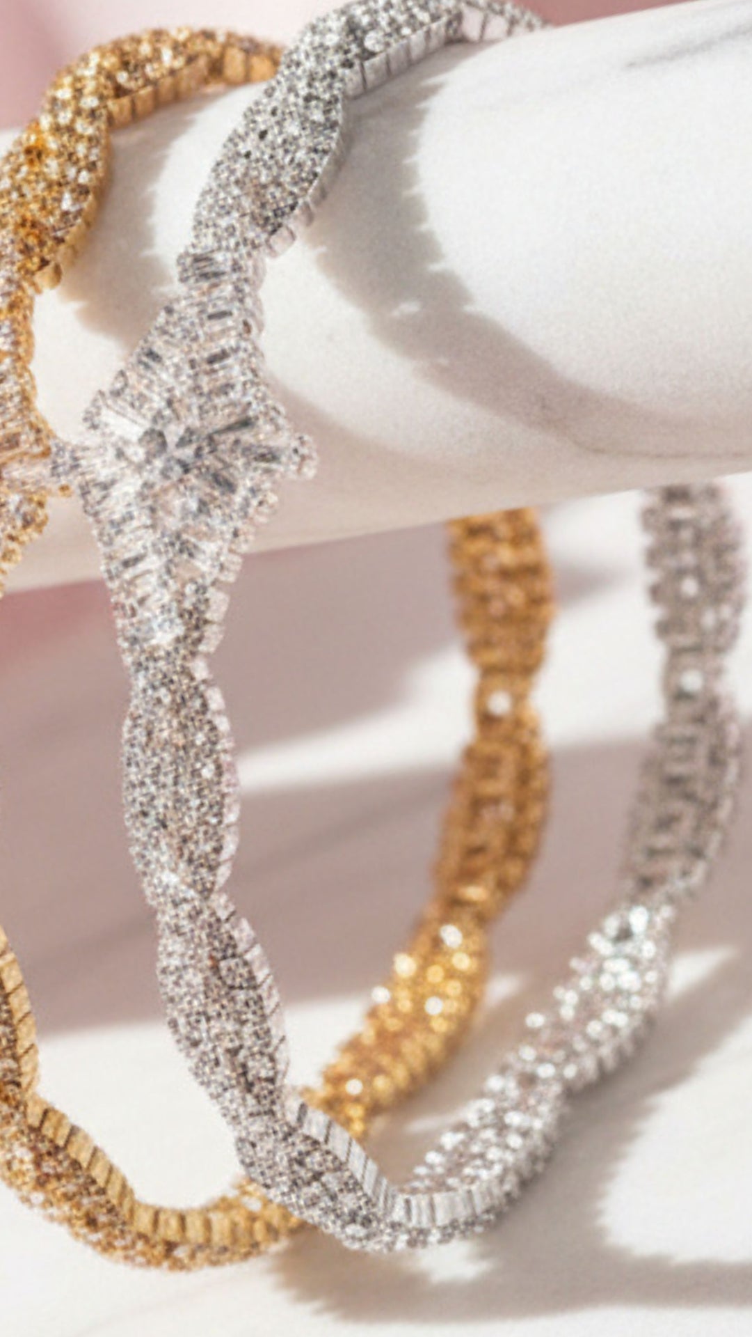 Geometric Crystal Tennis Bracelet