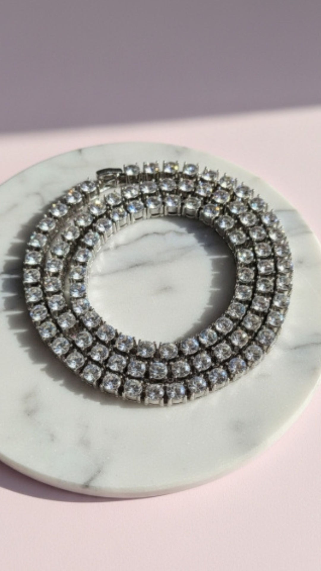 Waterproof Stainless Steel Gold Plated Crystal Tennis Necklace Chain