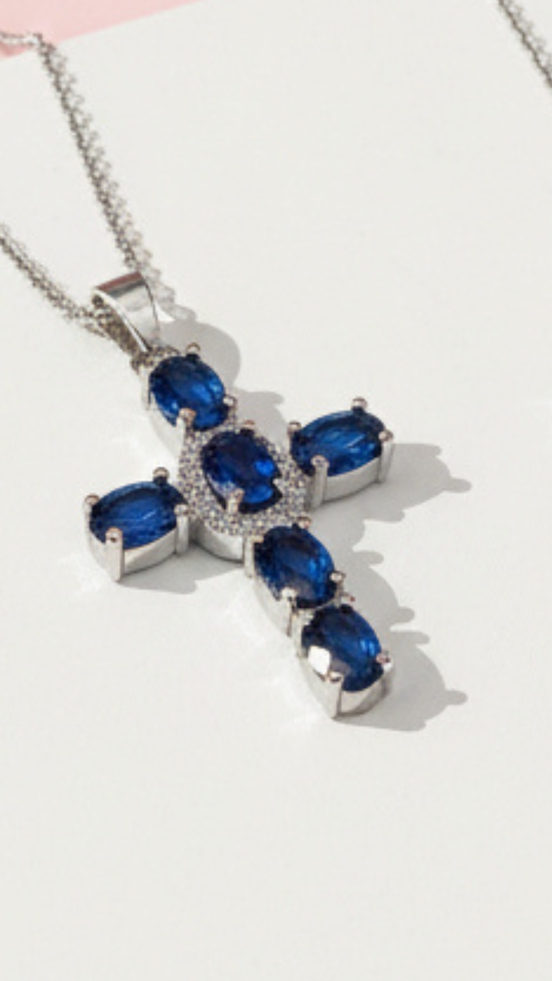 Waterproof Crystal Cross Stainless Steel Necklace Pendant