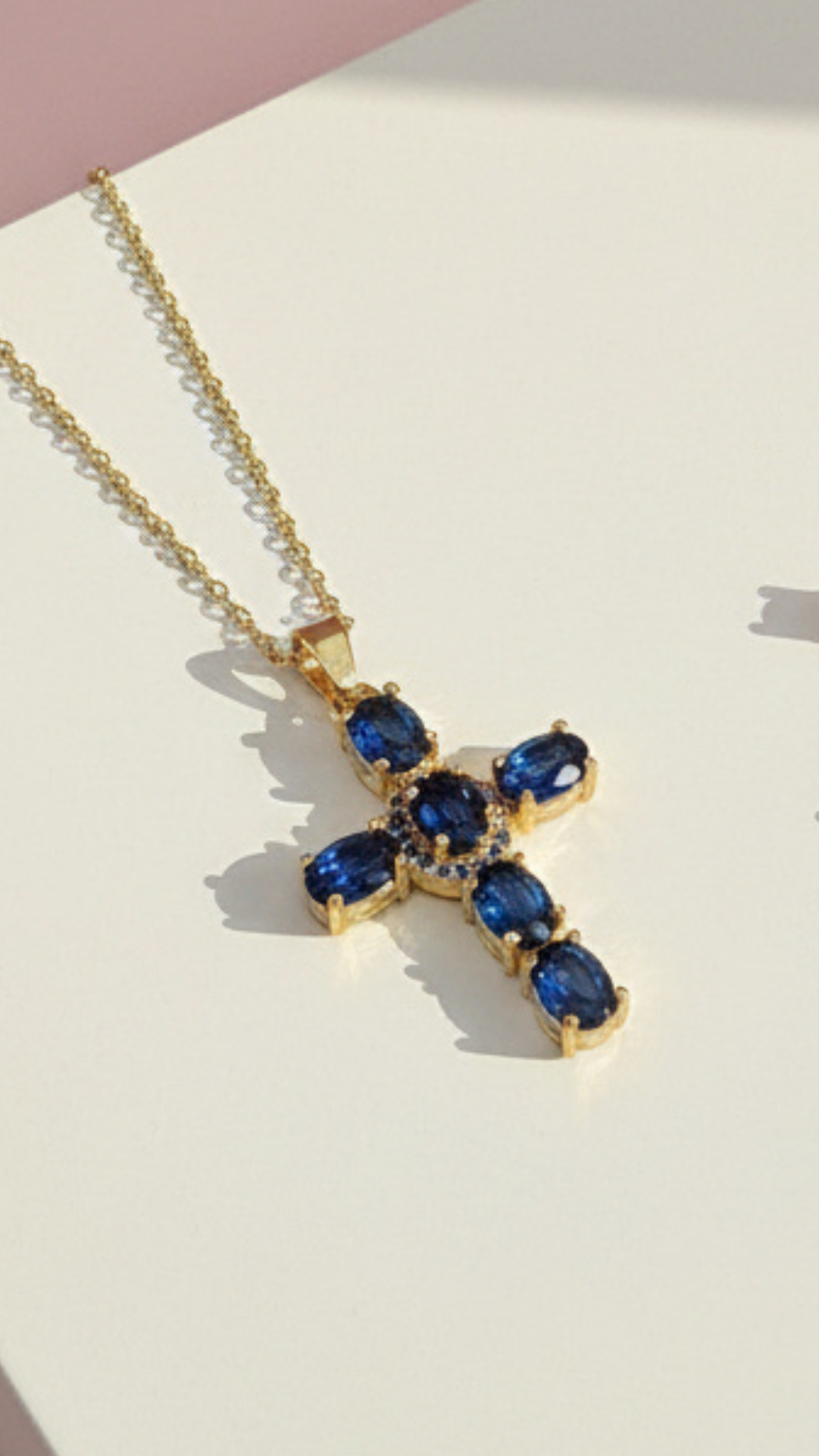 Waterproof Crystal Cross Stainless Steel Necklace Pendant