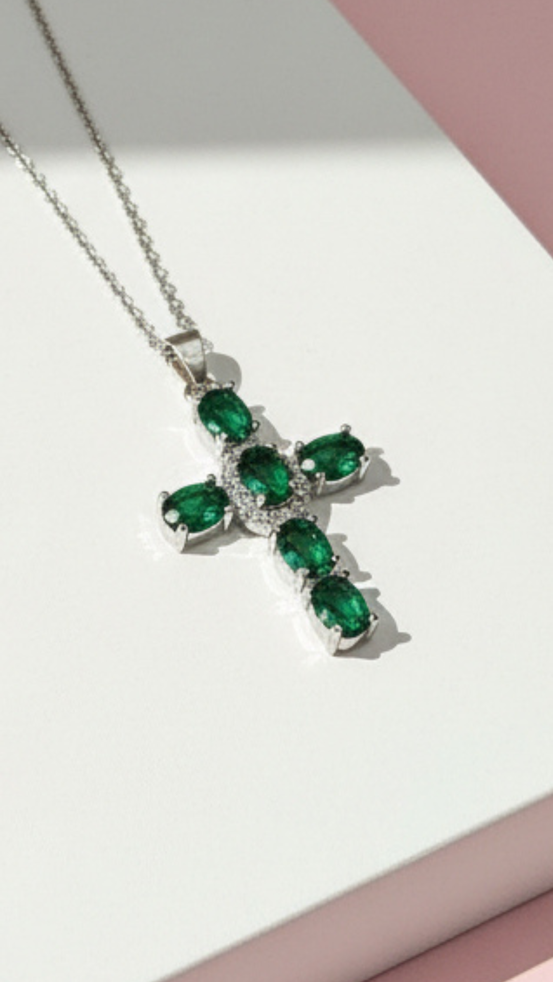 Waterproof Crystal Cross Stainless Steel Necklace Pendant