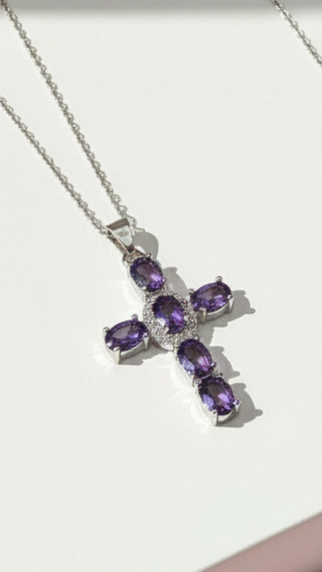 Waterproof Crystal Cross Stainless Steel Necklace Pendant