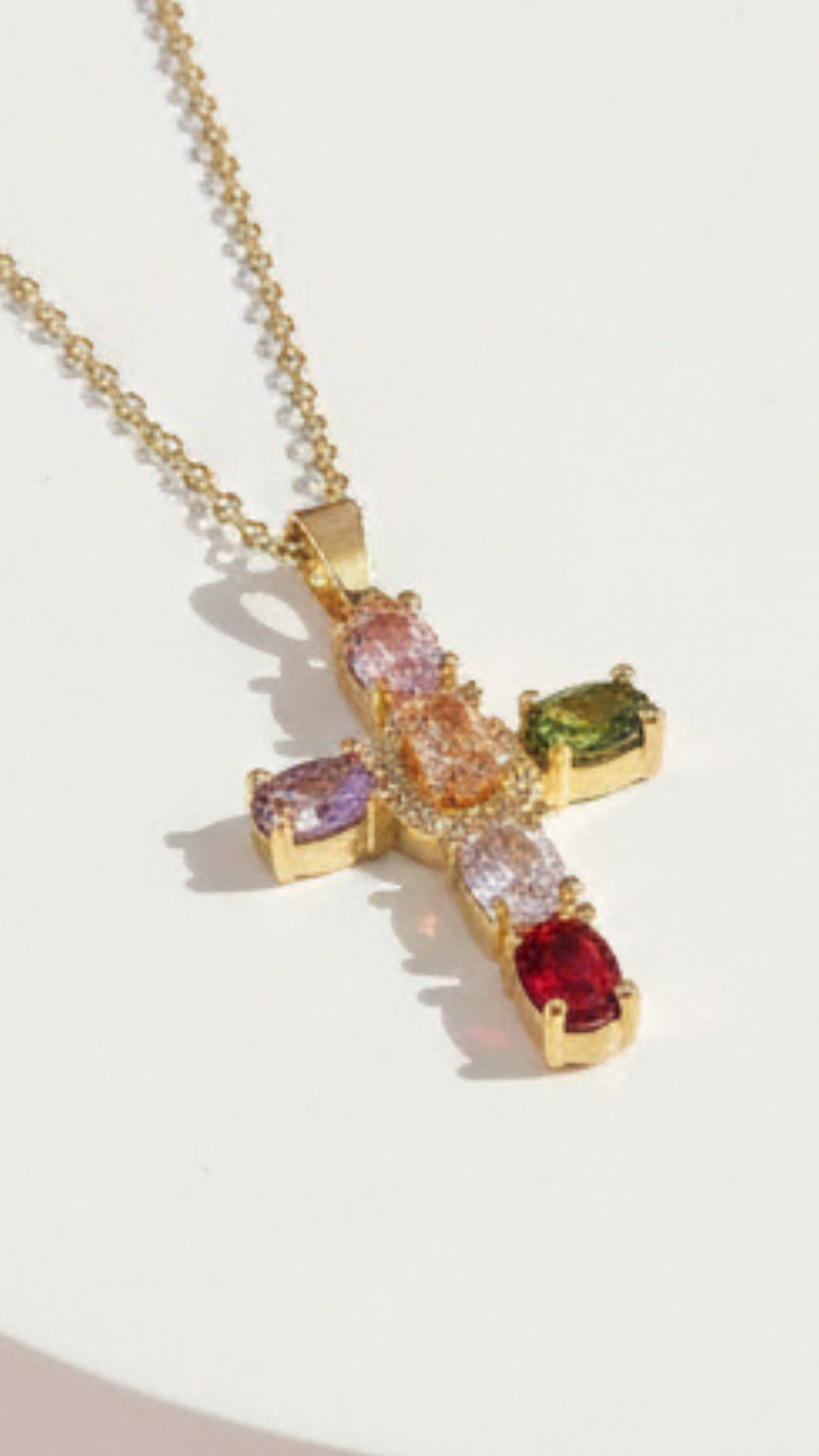 Waterproof Crystal Cross Stainless Steel Necklace Pendant