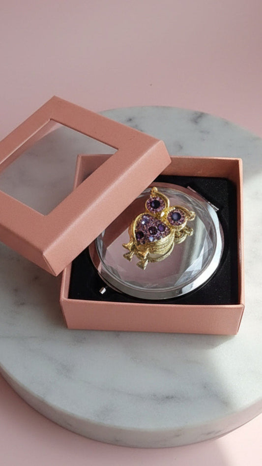 Owl Compact Mirror With Gift Box