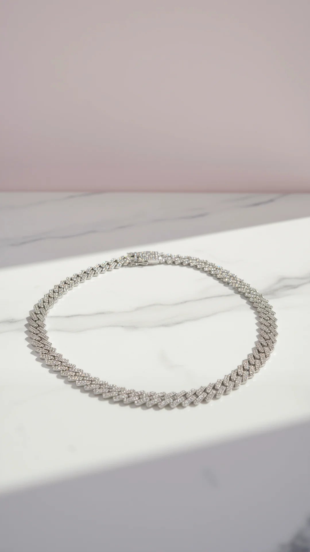 Waterproof Stainless Steel Crystal Link Chain Necklace