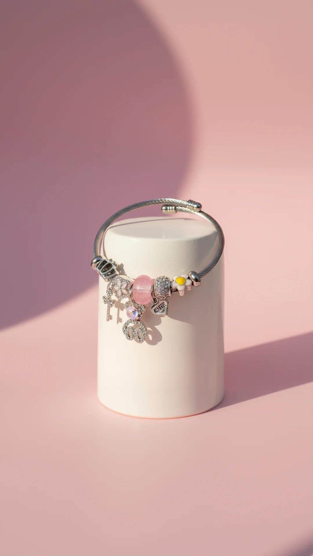 Heart Charm Crystal Beaded Bracelet