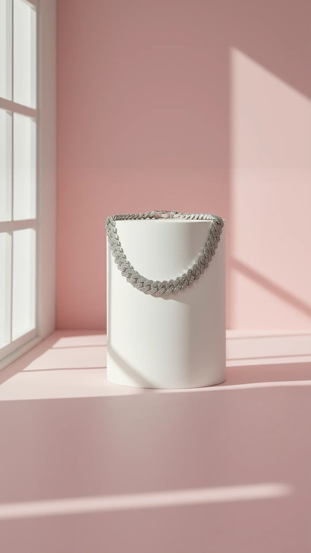 Waterproof Oversized Statement Stainless Steel Crystal Link Chain Necklace