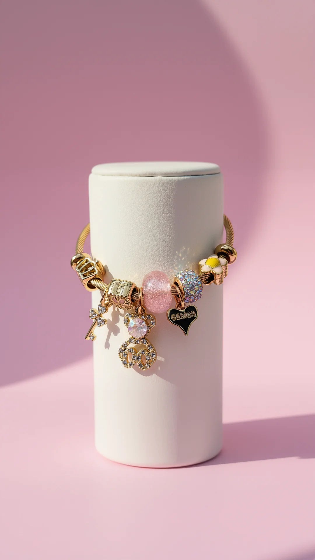 Heart Charm Crystal Beaded Bracelet