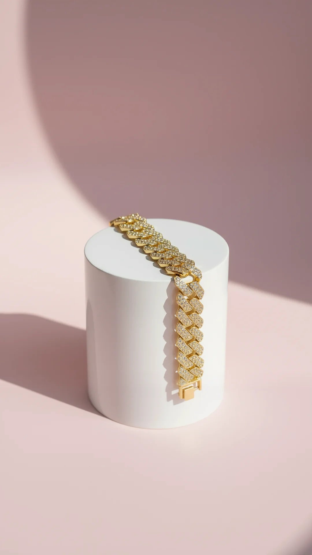 Waterproof Oversized XL Stainless Steel Crystal Bracelet Chain