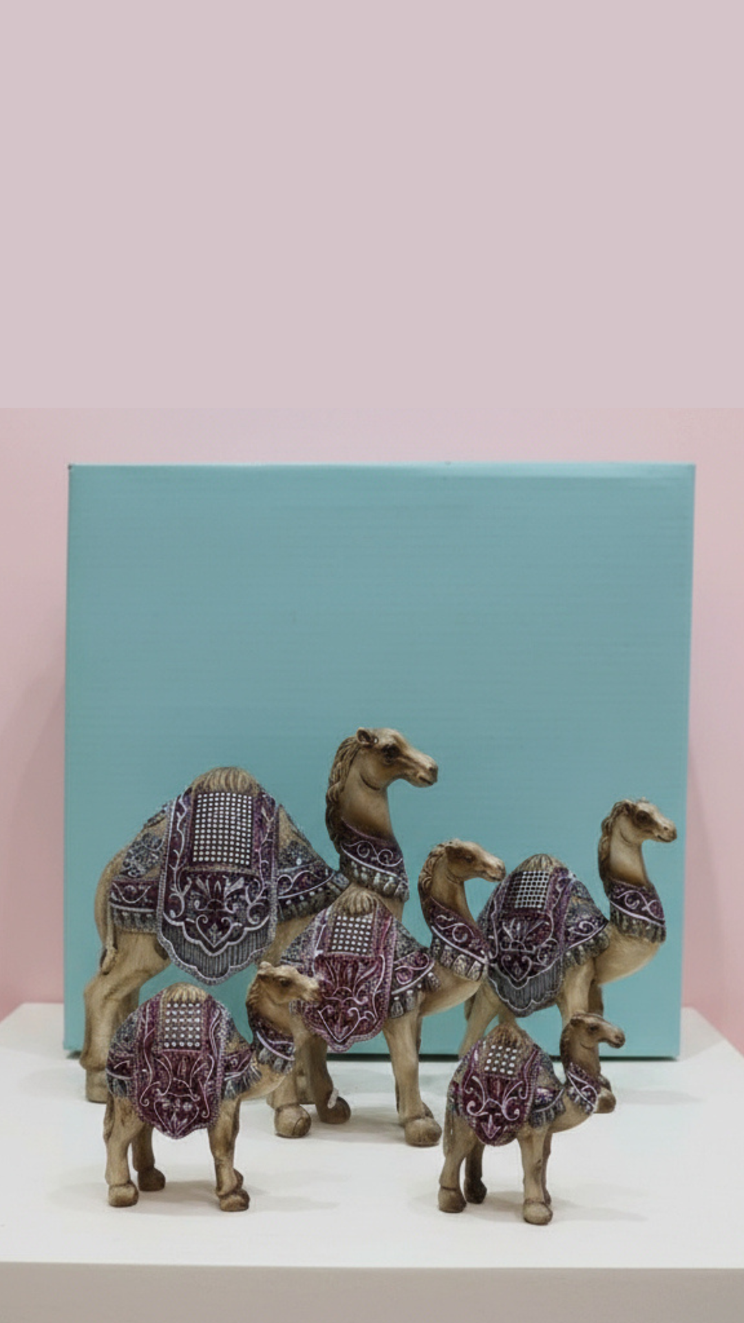 Set Of 5 Arabian Standing Camel Figures With Gift Box