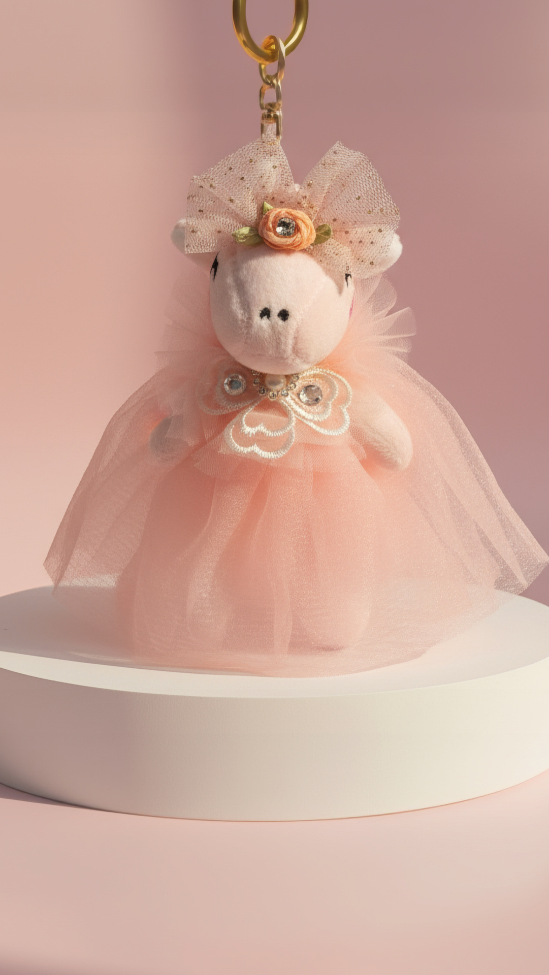 Jeweled Plush Ballerina Unicorn Key Ring & Bag Charm