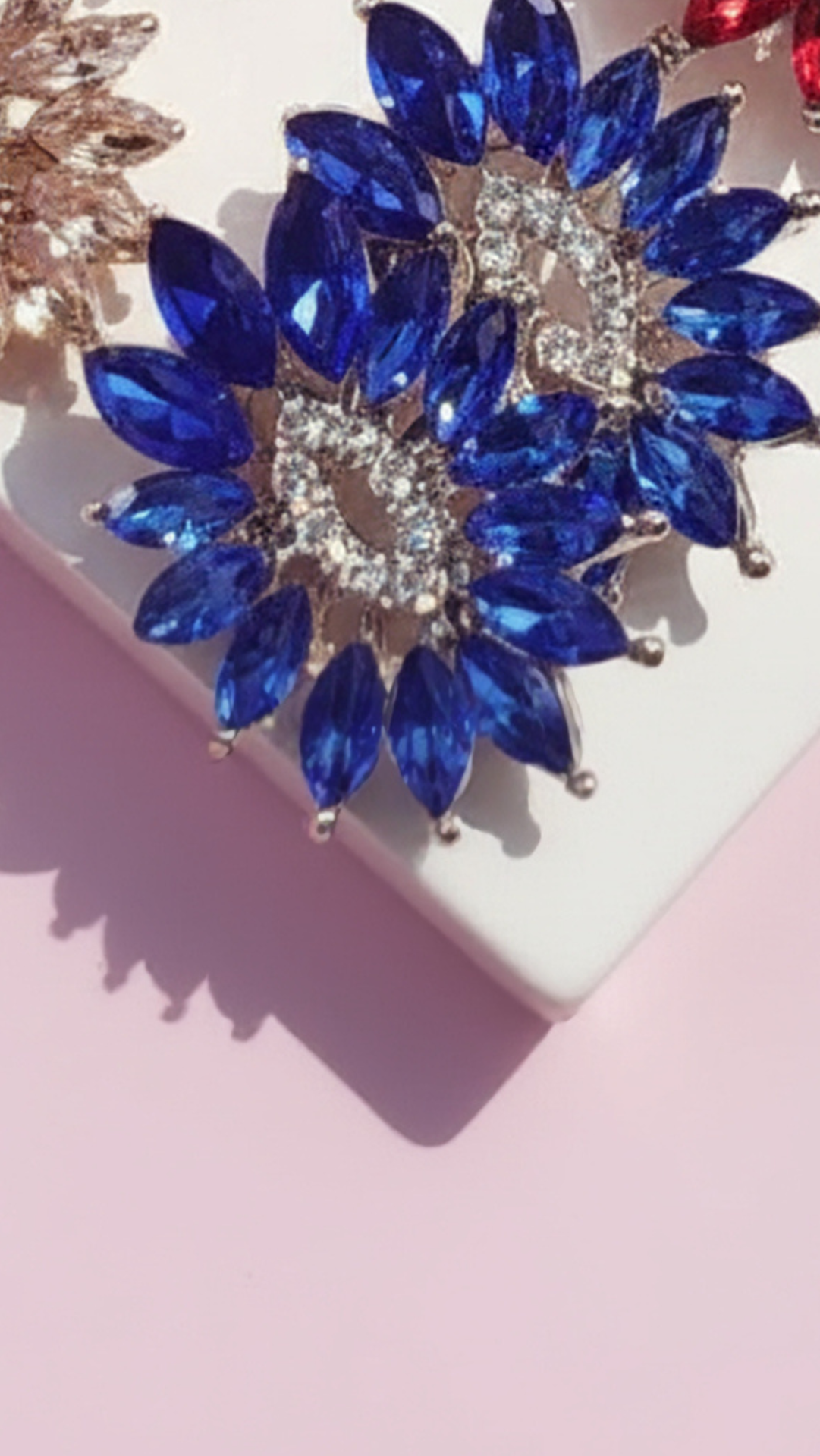 Flower Crystal Statement Stud Earrings