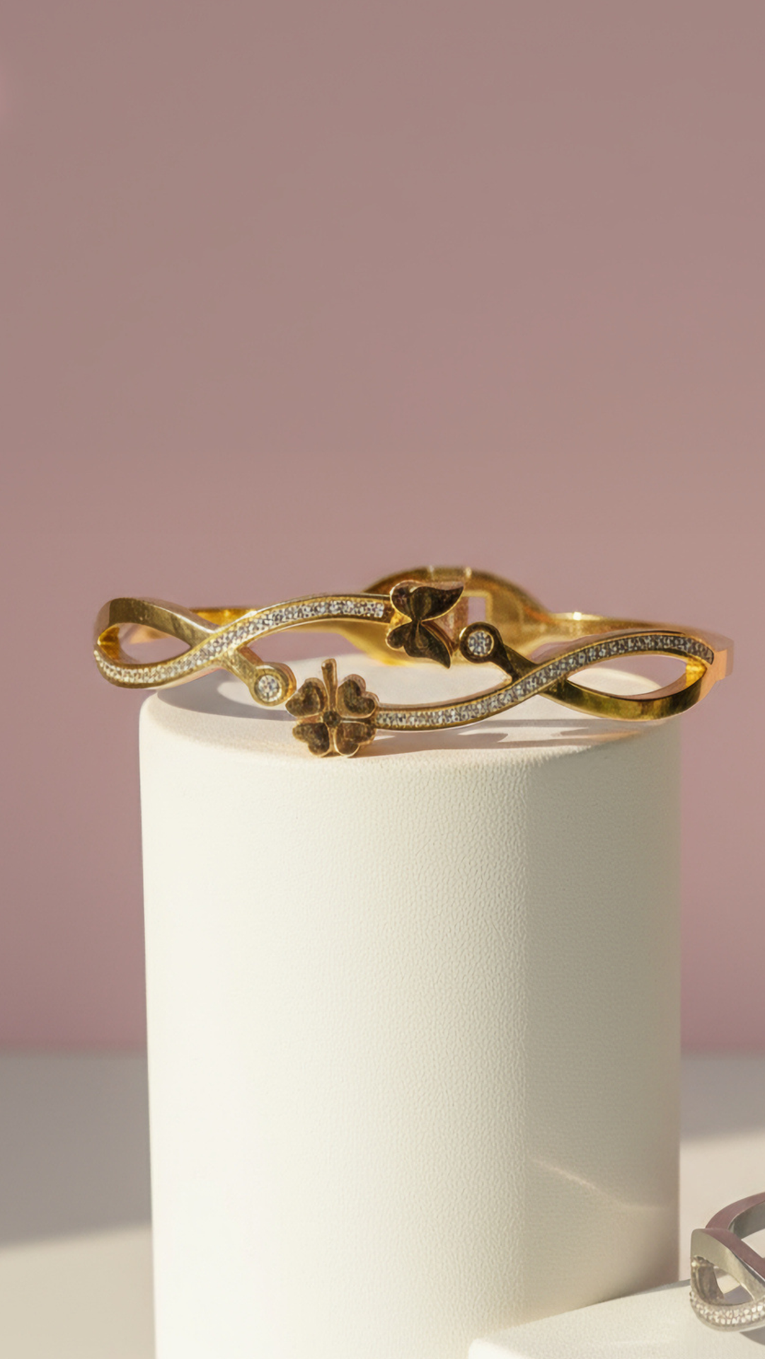 Waterproof Butterfly & Clover Stainless Steel Bangle