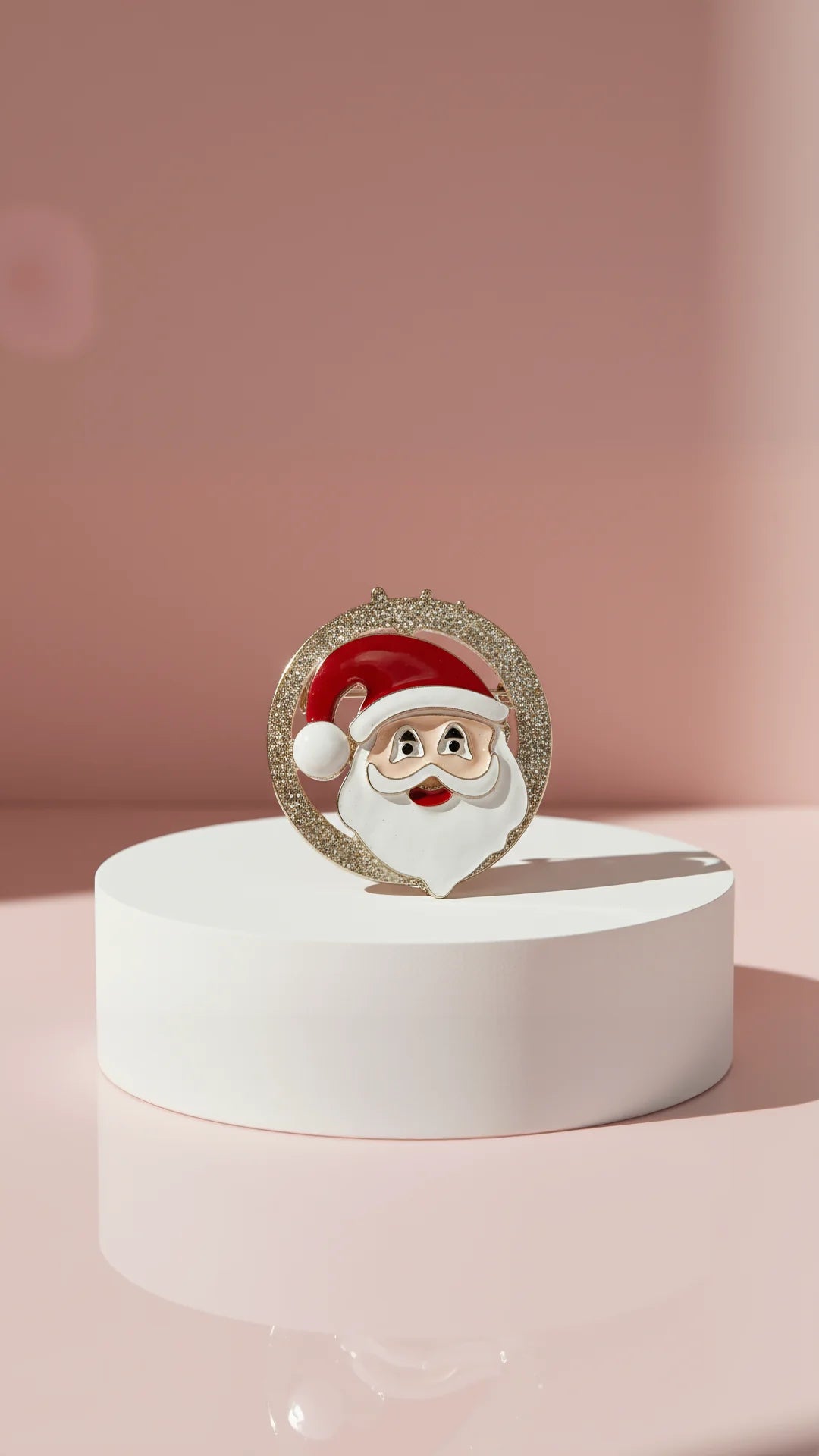 Acrylic Sparkle Santa Claus Festive Brooch