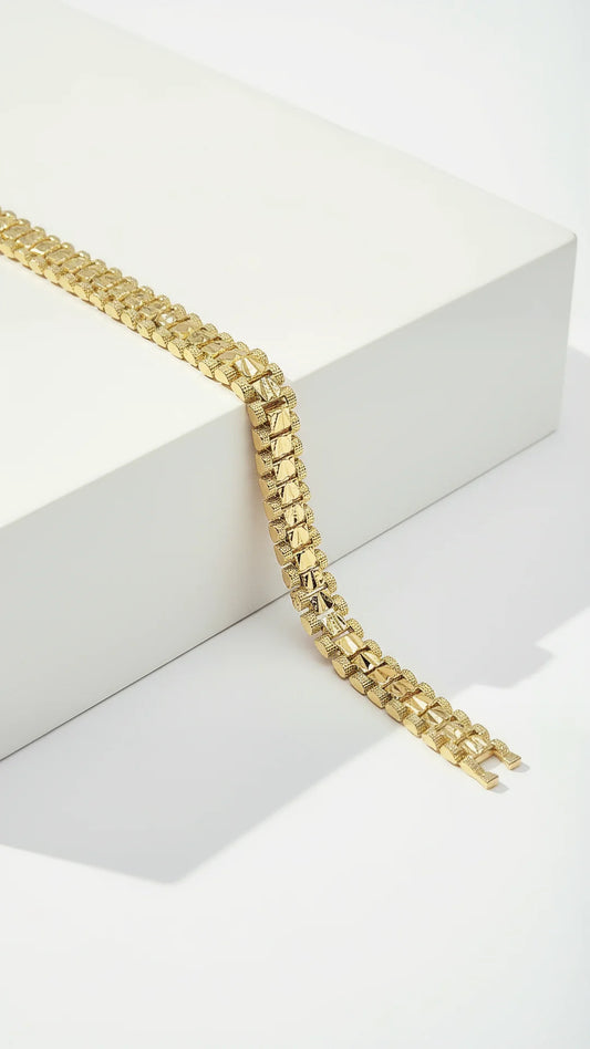 Waterproof 24k Gold Plated Mini Square Link Bracelet