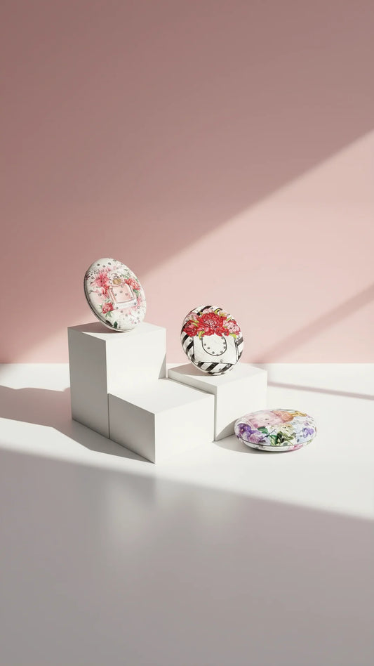 Sparkly Oval Perfume Bottle Compact Mirrors Pack of 12