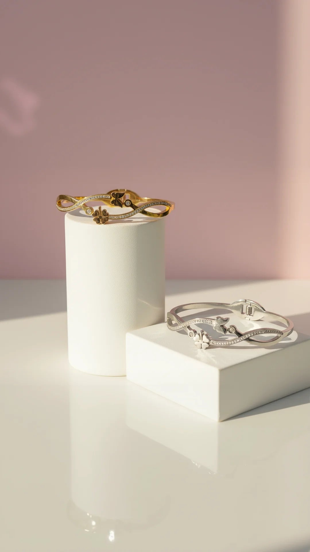 Waterproof Butterfly & Clover Stainless Steel Bangle