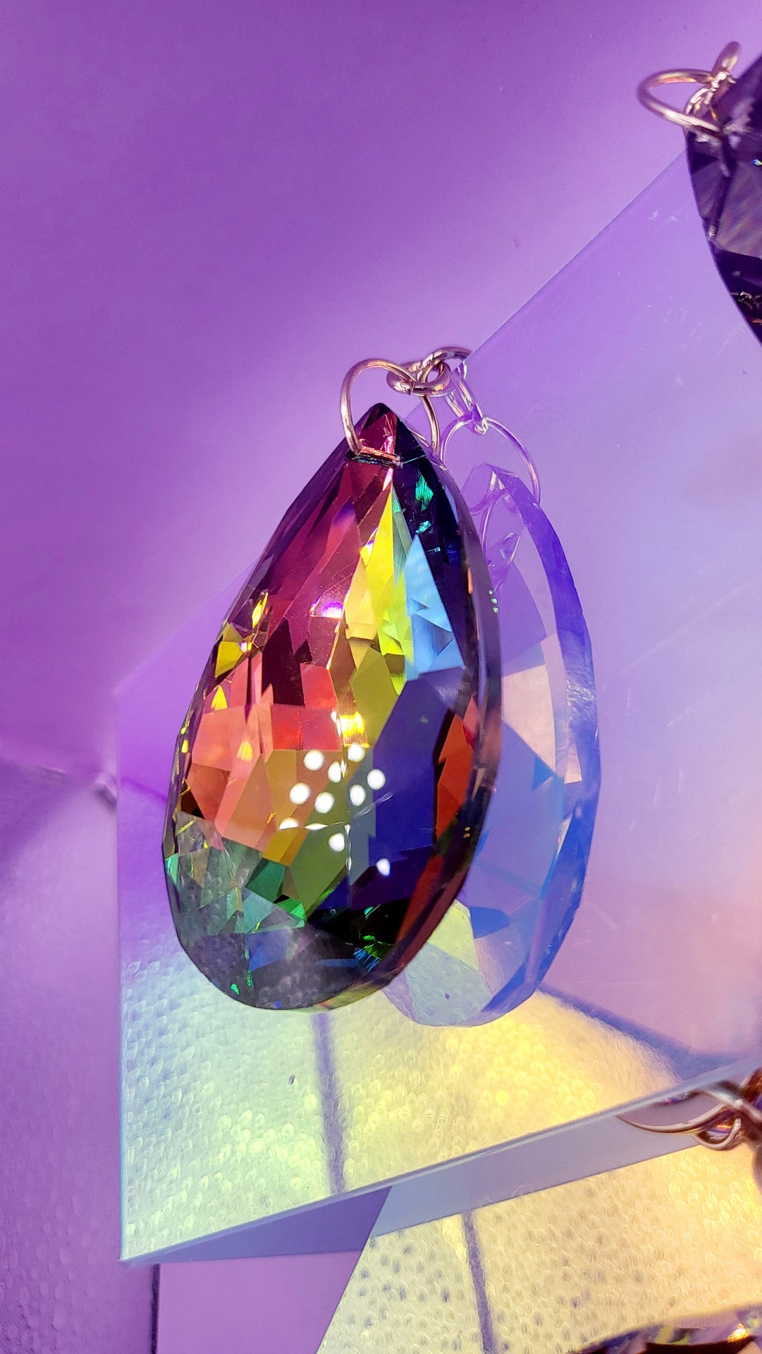 Faceted Crystal Teardrop Key Ring