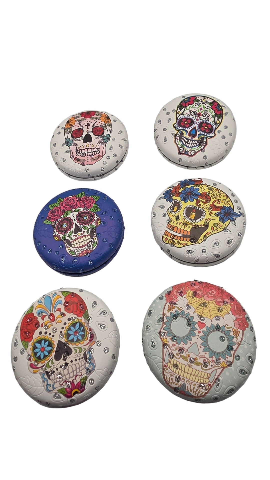 Skulls & Flowers Sparkly Compact Mirrors Pack of 12